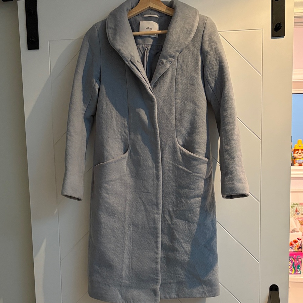 Wilfred Light Blue Gray Teddy Jacket Wool & Cashmere